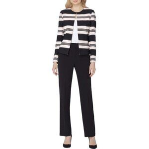 New Tahari by Arthur S. Levine Women's Printed Crepe Stripe Pant Suit